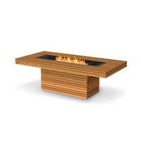 Ecosmart Gin 90 Dining Fire Pit Table - Teak with Stainless Steel AB8 Burner