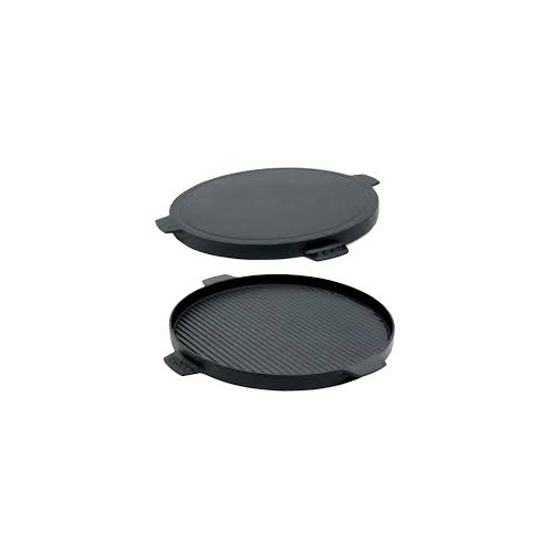 BGE Cast Iron Plancha Griddle Dual Sided w Handles 10.5" 
