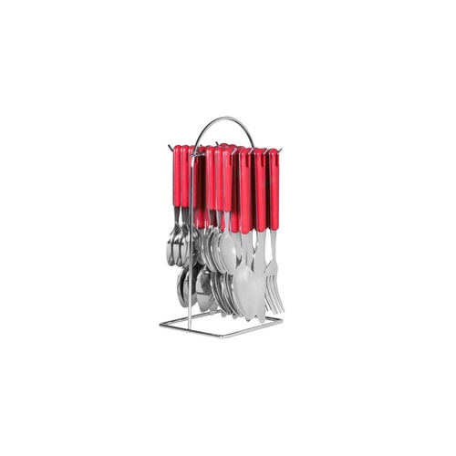 Avanti 24 Piece Hanging Cutlery with Wire Frame Red