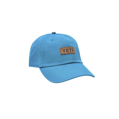 Yeti Leather Logo Badge Soft Crown Aquifer Blue Hat