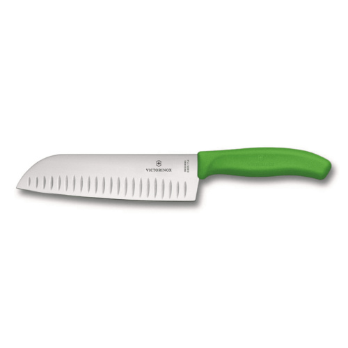 Victorinox Santoku Knife Fluted Edge Wide Blade 17cm Green 