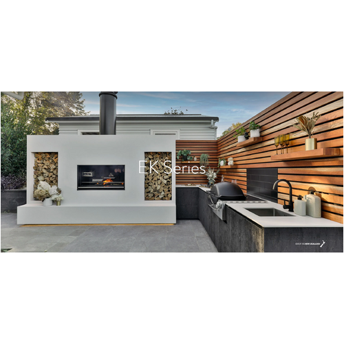 Escea EK950 Outdoor Wood Fireplace Kitchen