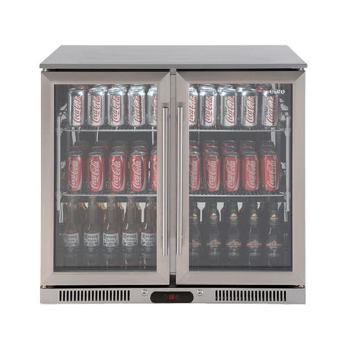 Euro Appliances 208L Double Door Beverage Cooler Fridge Stainless Steel