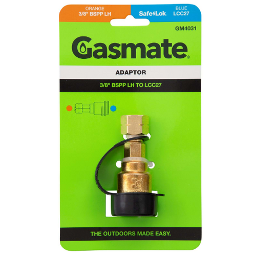 GASMATE ADAPTOR 3/8" BSPP LH to LCC27