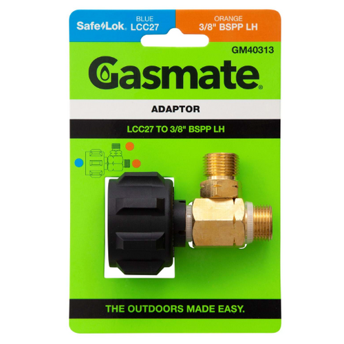GASMATE ADAPTOR LCC27 to 3/8" BSPP-LH 2 Way