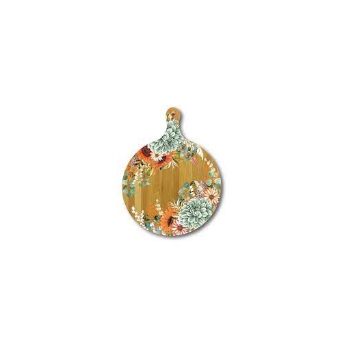 LP Bamboo Round Serving Platter - Tangerine Bouquet Design