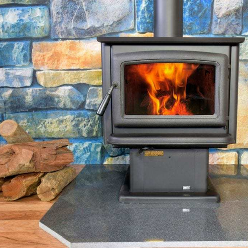 Pacific Energy Super LE on Pedestal with Black Door